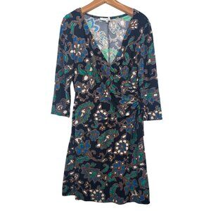 Evan-Picone Sheath Dress Sz 14 Black Floral Paisley Artsy Stretch Knit Slinky